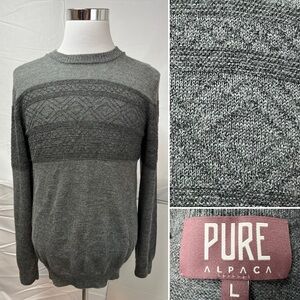 Pure Alpaca Men’s L 100% Baby Alpaca Soft Gray Pullover Sweater